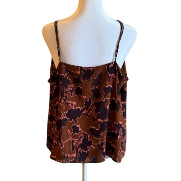 Nine West Brown Abstract Print Sleeveless Camisole Top XL Adjustable Straps - Picture 4 of 6